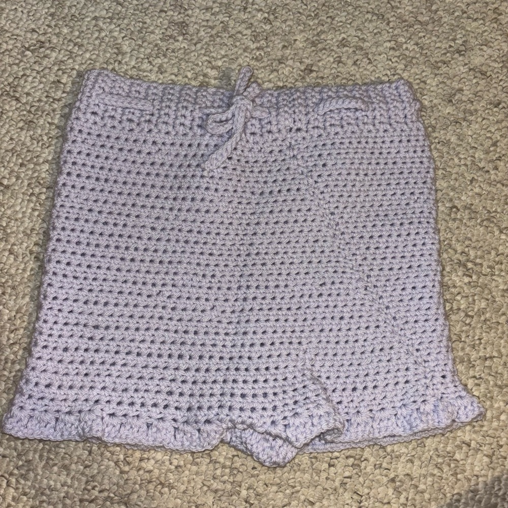 Handmade Crochet Shorts in Light Purple